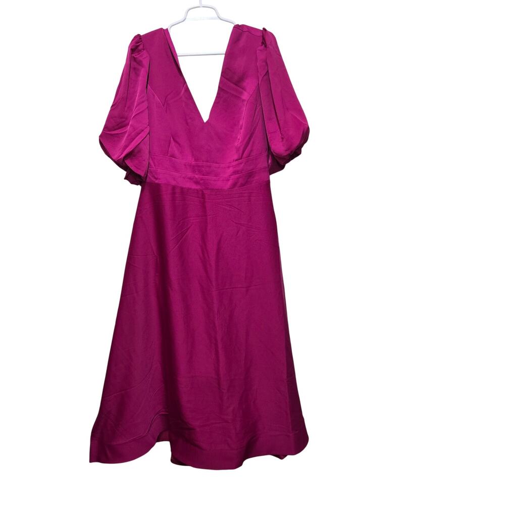 City Chic Lula Dress Pink Midi Puff Sleeve Plus Size 18 NWT